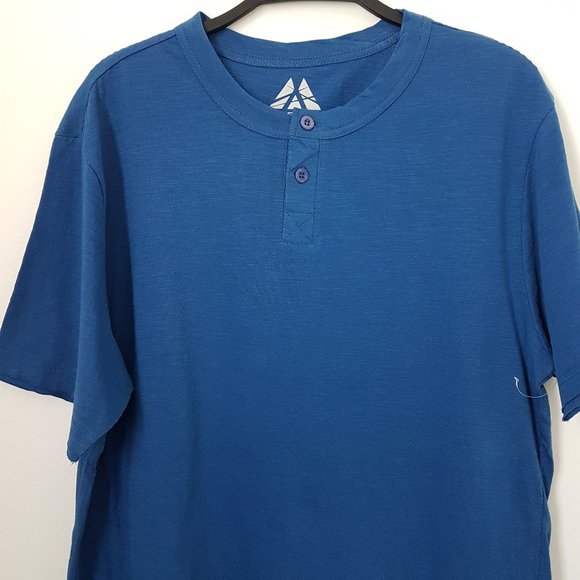 Massive Blue Henley Short Sleeve T-Shirt, L - NEW - Picture 3 of 6